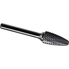 Made in USA - 1-1/4" Cut Diam, 3/8" Shank Diam, Tree with Radius Head Diamond Cut Burr - Carbide, 2" LOC, 3-3/4" OAL - Exact Tooling
