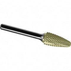 Made in USA - 7/16" Cut Diam, 1/4" Shank Diam, Tree with Radius Head Diamond Cut Burr - Carbide, 1" LOC, 2-3/4" OAL - Exact Tooling