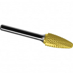 Made in USA - 9.5mm Cut Diam, 0.2362" Shank Diam, Tree with Radius Head Diamond Cut Burr - Carbide, 19mm LOC, 64mm OAL - Exact Tooling