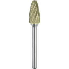 Made in USA - 9.5mm Cut Diam, 0.2362" Shank Diam, Tree with Radius Head Aluma Cut Burr - Carbide, 19mm LOC, 64mm OAL - Exact Tooling