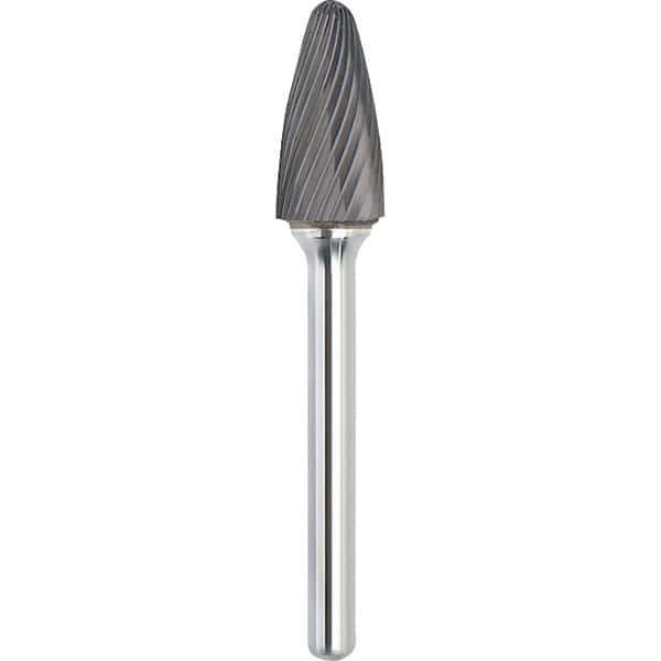 Made in USA - 7/16" Cut Diam, 1/4" Shank Diam, Tree with Radius Head Single Cut Burr - Carbide, 1" LOC, 2-3/4" OAL - Exact Tooling
