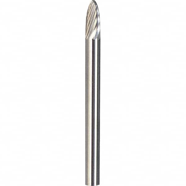 Made in USA - 6mm Cut Diam, 0.2362" Shank Diam, Tree with Radius Head Diamond Cut Burr - Carbide, 16mm LOC, 50mm OAL - Exact Tooling