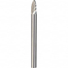 Made in USA - 6mm Cut Diam, 0.2362" Shank Diam, Tree with Radius Head Diamond Cut Burr - Carbide, 16mm LOC, 50mm OAL - Exact Tooling