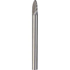 Made in USA - 6mm Cut Diam, 0.2362" Shank Diam, Tree with Radius Head Diamond Cut Burr - Carbide, 16mm LOC, 50mm OAL - Exact Tooling
