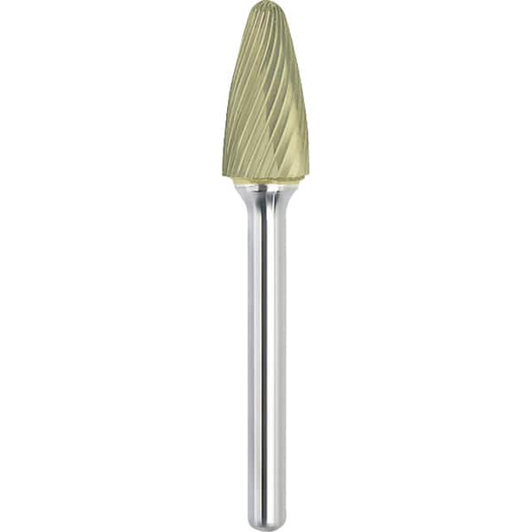 Made in USA - 7/16" Cut Diam, 1/4" Shank Diam, Tree with Radius Head Single Cut Burr - Carbide, 1" LOC, 2-3/4" OAL - Exact Tooling