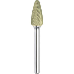 Made in USA - 9.5mm Cut Diam, 0.2362" Shank Diam, Tree with Radius Head Single Cut Burr - Carbide, 19mm LOC, 64mm OAL - Exact Tooling