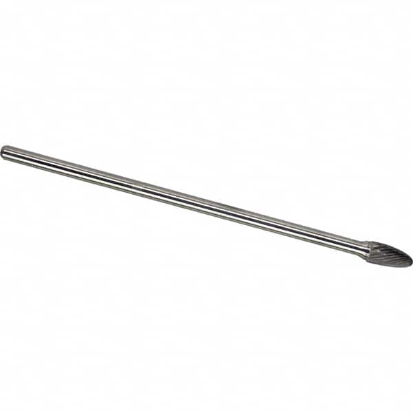 Made in USA - 1/2" Cut Diam, 0.2362" Shank Diam, Tree with Radius Head Single Cut Burr - Carbide, 25mm LOC, 175mm OAL - Exact Tooling