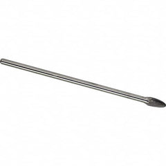 Made in USA - 9.5mm Cut Diam, 0.2362" Shank Diam, Tree with Radius Head Single Cut Burr - Carbide, 19mm LOC, 169mm OAL - Exact Tooling