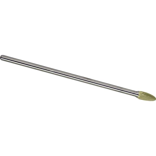 Made in USA - 9.5mm Cut Diam, 0.2362" Shank Diam, Tree with Radius Head Single Cut Burr - Carbide, 19mm LOC, 169mm OAL - Exact Tooling