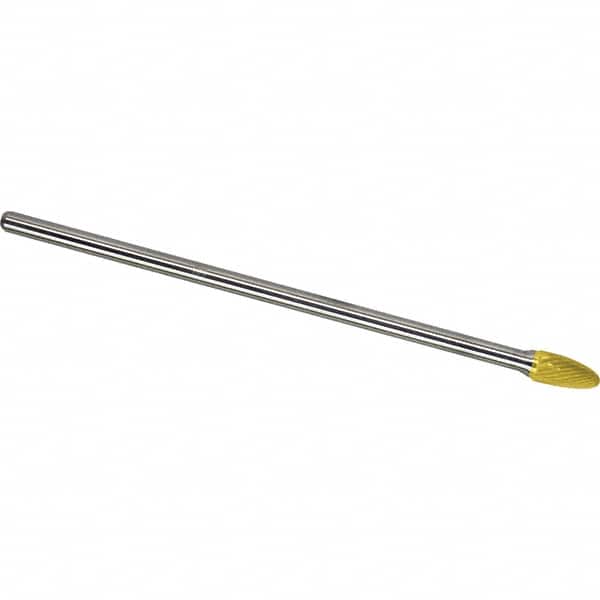 Made in USA - 6mm Cut Diam, 0.2362" Shank Diam, Tree with Radius Head Single Cut Burr - Carbide, 16mm LOC, 163mm OAL - Exact Tooling