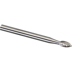 Made in USA - 6mm Cut Diam, 0.2362" Shank Diam, Flame Head Aluma Cut Burr - Carbide, 12.7mm LOC, 50mm OAL - Exact Tooling