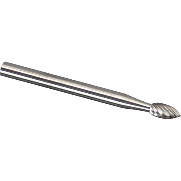 Made in USA - 6mm Cut Diam, 0.2362" Shank Diam, Flame Head Chipbreaker Cut Burr - Carbide, 12.7mm LOC, 50mm OAL - Exact Tooling