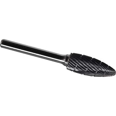 Made in USA - 5/8" Cut Diam, 1/4" Shank Diam, Flame Head Chipbreaker Cut Burr - Carbide, 1-7/16" LOC, 3-3/16" OAL - Exact Tooling