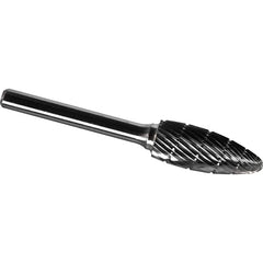Made in USA - 5/16" Cut Diam, 1/4" Shank Diam, Flame Head Chipbreaker Cut Burr - Carbide, 3/4" LOC, 2-1/2" OAL - Exact Tooling