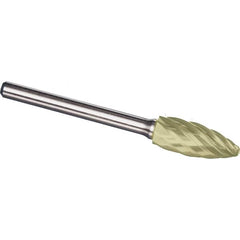 Made in USA - 1/2" Cut Diam, 0.2362" Shank Diam, Flame Head Aluma Cut Burr - Carbide, 32mm LOC, 77mm OAL - Exact Tooling