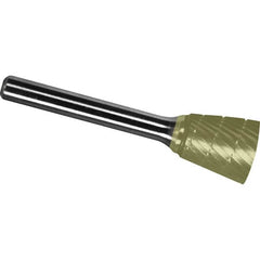 Made in USA - 6.3mm Cut Diam, 0.1181" Shank Diam, Inverted Cone Head Chipbreaker Cut Burr - Carbide, 6mm LOC, 44mm OAL - Exact Tooling