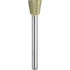 Made in USA - 9.5mm Cut Diam, 0.2362" Shank Diam, Inverted Cone Head Double Cut Burr - Carbide, 9.5mm LOC, 54.5mm OAL - Exact Tooling