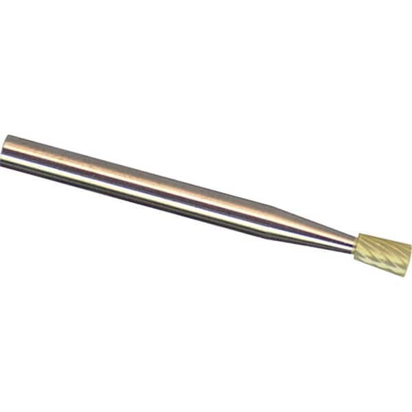 Made in USA - 6mm Cut Diam, 0.2362" Shank Diam, Inverted Cone Head Diamond Cut Burr - Carbide, 8mm LOC, 50mm OAL - Exact Tooling