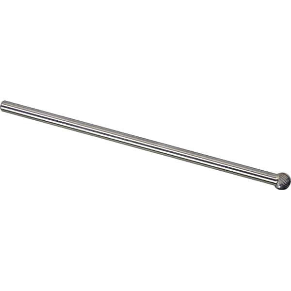 Made in USA - 9.5mm Cut Diam, 0.2362" Shank Diam, Ball Head Single Cut Burr - Carbide, 8mm LOC, 158mm OAL - Exact Tooling