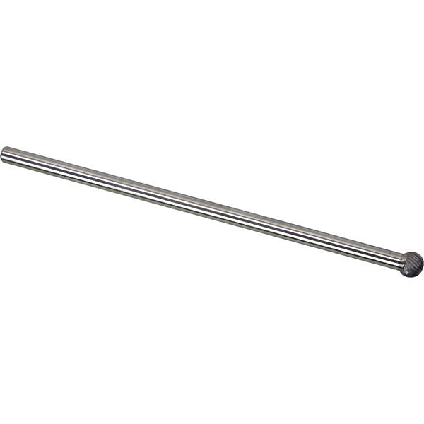 Made in USA - 9.5mm Cut Diam, 0.2362" Shank Diam, Ball Head Single Cut Burr - Carbide, 8mm LOC, 158mm OAL - Exact Tooling