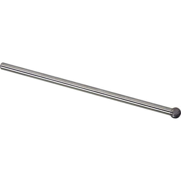 Made in USA - 6mm Cut Diam, 0.2362" Shank Diam, Ball Head Single Cut Burr - Carbide, 5mm LOC, 155mm OAL - Exact Tooling