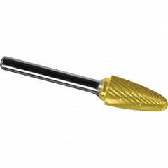 Made in USA - 9.5mm Cut Diam, 0.2362" Shank Diam, Tree with Radius Head Chipbreaker Cut Burr - Carbide, 19mm LOC, 64mm OAL - Exact Tooling