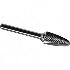 Made in USA - 1-1/4" Cut Diam, 3/8" Shank Diam, Tree with Radius Head Chipbreaker Cut Burr - Carbide, 2" LOC, 3-3/4" OAL - Exact Tooling