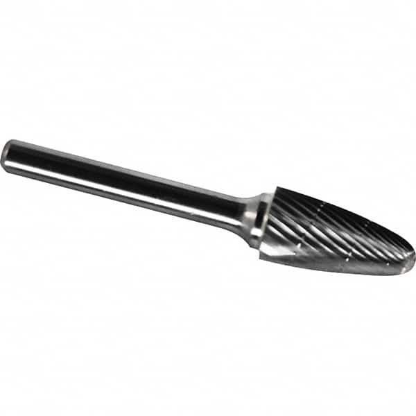 Made in USA - 7/16" Cut Diam, 1/4" Shank Diam, Tree with Radius Head Chipbreaker Cut Burr - Carbide, 1" LOC, 2-3/4" OAL - Exact Tooling