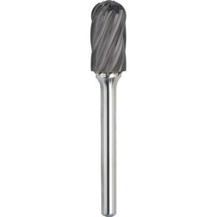Made in USA - 8mm Cut Diam, 0.2362" Shank Diam, Cylinder with Radius Head Aluma Cut Burr - Carbide, 25mm LOC, 70mm OAL - Exact Tooling