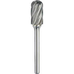 Made in USA - 5/16" Cut Diam, 1/4" Shank Diam, Cylinder with Radius Head Aluma Cut Burr - Carbide, 1" LOC, 2-3/4" OAL - Exact Tooling