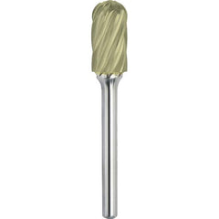 Made in USA - 9.5mm Cut Diam, 0.2362" Shank Diam, Cylinder with Radius Head Aluma Cut Burr - Carbide, 19mm LOC, 64mm OAL - Exact Tooling