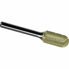 Made in USA - 5/16" Cut Diam, 1/4" Shank Diam, Cylinder with Radius Head Chipbreaker Cut Burr - Carbide, 3/4" LOC, 2-1/2" OAL - Exact Tooling