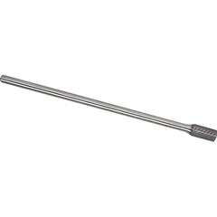Made in USA - 1/2" Cut Diam, 1/4" Shank Diam, Cylinder Head Single Cut Burr - Carbide, 1" LOC, 7" OAL - Exact Tooling