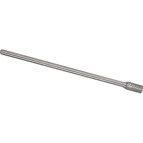 Made in USA - 6mm Cut Diam, 0.2362" Shank Diam, Cylinder Head Single Cut Burr - Carbide, 16mm LOC, 162mm OAL - Exact Tooling