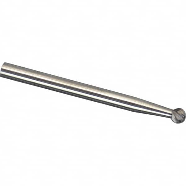 Made in USA - 6mm Cut Diam, 0.2362" Shank Diam, Ball Head Double Cut Burr - Carbide, 5mm LOC, 50mm OAL - Exact Tooling