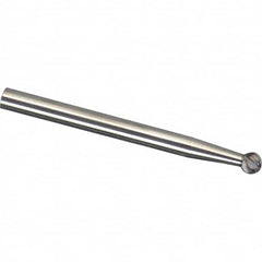 Made in USA - 6mm Cut Diam, 0.2362" Shank Diam, Ball Head Single Cut Burr - Carbide, 5mm LOC, 50mm OAL - Exact Tooling