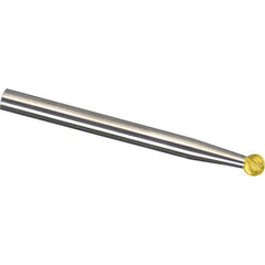 Made in USA - 6mm Cut Diam, 0.2362" Shank Diam, Ball Head Single Cut Burr - Carbide, 5mm LOC, 50mm OAL - Exact Tooling