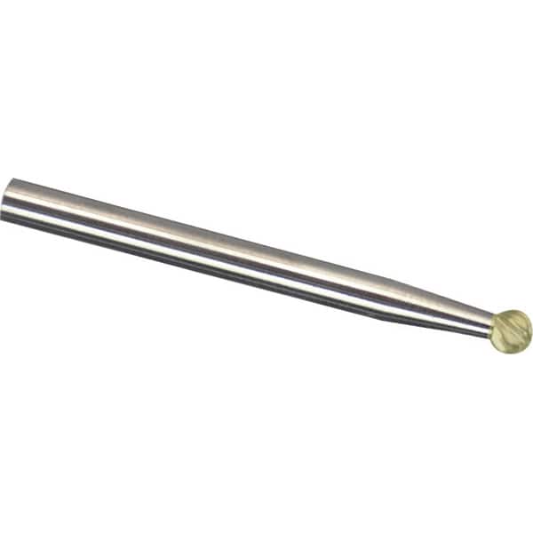 Made in USA - 6mm Cut Diam, 0.2362" Shank Diam, Ball Head Single Cut Burr - Carbide, 5mm LOC, 50mm OAL - Exact Tooling