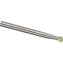 Made in USA - 1/16" Cut Diam, 1/8" Shank Diam, Ball Head Diamond Cut Burr - Carbide, 1/16" LOC, 1-1/2" OAL - Exact Tooling