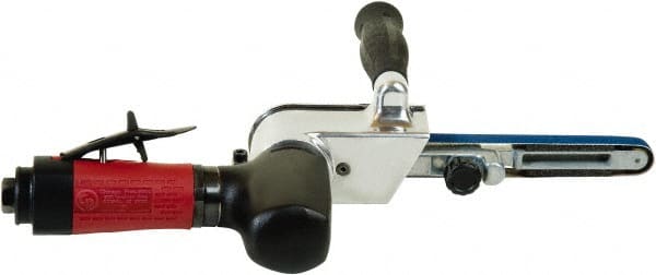Chicago Pneumatic - 1/2 x 18 Inch, 20,000 RPM Air Belt Sander - 0.5 Hp, 1/4 Inch Inlet, 10.24 CFM Air Consumption, Rear Exhaust - Exact Tooling