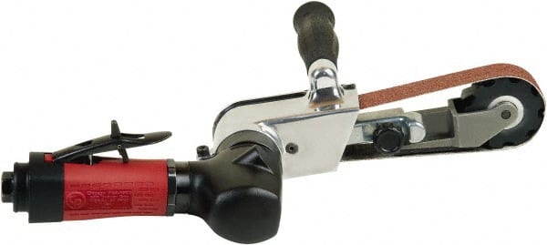 Chicago Pneumatic - 1 x 18 Inch, 22,000 RPM Air Belt Sander - 0.75 Hp, 1/4 Inch Inlet, 7.95 CFM Air Consumption, Rear Exhaust - Exact Tooling
