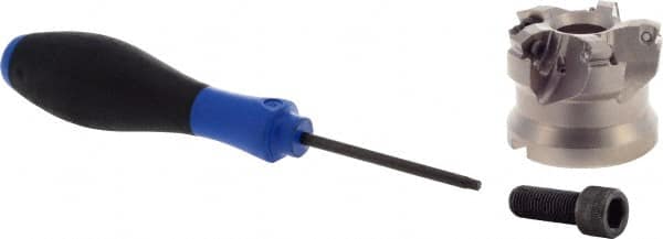 Seco - 5 Inserts, 2" Cutter Diam, 0.079" Max Depth of Cut, Indexable High-Feed Face Mill - 3/4" Arbor Hole Diam, 218.19-160.. Inserts - Exact Tooling