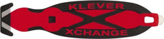 Klever Innovations - Recessed/Hook Blade Box Cutter - 5-3/4" Carbon Steel Blade, Red Plastic Handle, 2 Blades Included - Exact Tooling