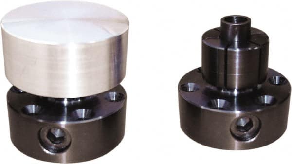 Mitee-Bite - 0.71 to 1.12" Expansion Diam, 4,000 Lb Holding Force, M4 Mounting Screw, M12 Center Screw, Steel ID Expansion Clamps - 1.968" Flange Diam, 3/4" Flange Thickness, 1.55" Mount Hole Diam, 6 Mount Holes, 1.625" Overall Height, 49 Ft/Lb Torque - Exact Tooling