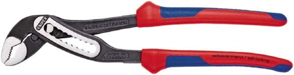 Knipex - 7-1/4" OAL, 1-1/2" Max Capacity, 9 Position Water Pump Tongue & Groove Pliers - V-Jaws, Comfort Grip Handles - Exact Tooling