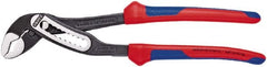 Knipex - 7-1/4" OAL, 1-1/2" Max Capacity, 9 Position Water Pump Tongue & Groove Pliers - Serrated V-Jaws, Alligator Jaw Head, Comfort Grip Handles - Exact Tooling