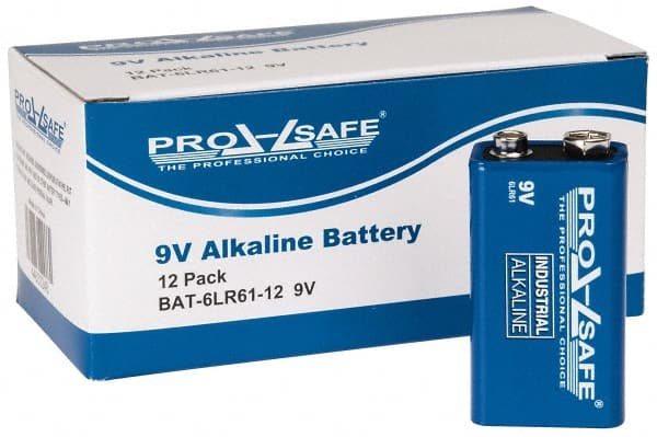 PRO-SAFE - Size 9V, Alkaline, Standard Battery - 9 Volts, Miniature Snap Terminal, 6LR61 - Exact Tooling