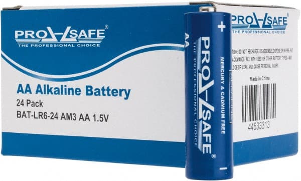 PRO-SAFE - Size AA, Alkaline, Standard Battery - 1.5 Volts, Flat Terminal, LR6 - Exact Tooling