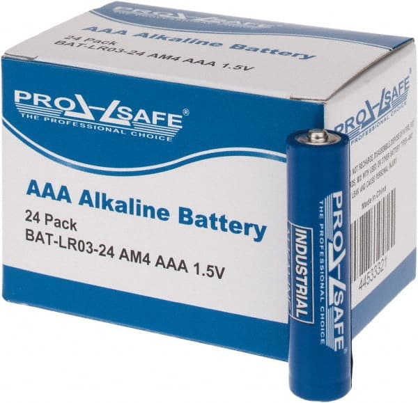 PRO-SAFE - Size AAA, Alkaline, Standard Battery - 1.5 Volts, Flat Terminal, LR03 - Exact Tooling