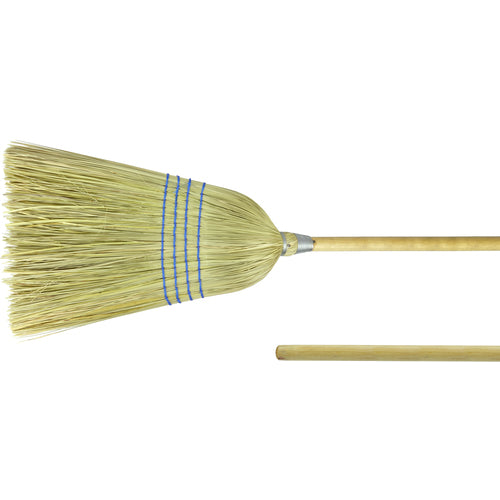 Light Industrial Upright Broom, Corn and Fiber Fill, 57″ Overall Length - Exact Tooling